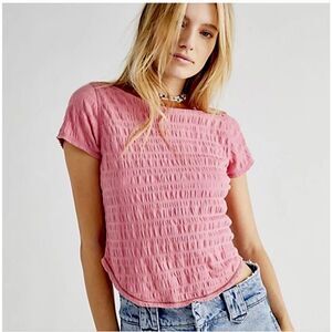 Free People Pink Short Sleeve Tee